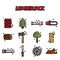 Lumberjack flat icon set