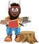 LumberJack Holding Axe Cartoon