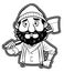 Lumberjack Man Black And White Illustration Design