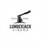 LumberJack Movie reel Logo Design. Black Axe cinema,film production logo template. Hatchet cinematography logo Design Retro Hipste