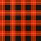 Lumberjack plaid pattern. Red tartan seamless vector background. Alternating overlapping black and colored cells.