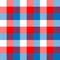 Lumberjack plaid pattern in red, white and blue. Seamless vector pattern. Simple vintage textile design