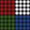 Lumberjack plaid seamless pattern flannel set, Alternating colorful squares checkered background. Scottish cage. Vector