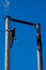 Lumberjack pole climbing on Grouse Mountain in Vancouver, Canada