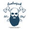 Lumberjack Skull with beard and Crossed Axes Vector