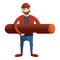 Lumberjack take wood log icon, cartoon style