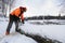 Lumberjack, winter and snow