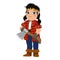 Lumberjack woman icon, cartoon style