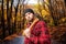 Lumberjack Woodsman In Forest Fall Foliage