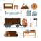 Lumberjack woodworking tools icons vector illustration