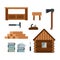 Lumberjack woodworking tools icons vector illustration