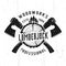 Lumberjack and woodworks monochrome vector emblem