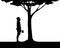 Lumberman with ax for tree cutting silhouette vector