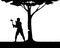 Lumberman with ax for tree cutting silhouette vector