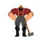 Lumberman isolated. Woodcutter with an ax. Strong lumberjack