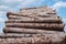 Lumberyard timber wood log pile stack forest industry natural resource