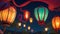 Luminescent Ballet: Lanterns Sway in the Vibrant Night Hues\\\
