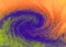 LUMINESCENT COLOUR SWIRL IN ORANGE, PURPLE AND GREEN