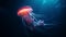 A luminescent jellyfish, captured against the dark ocean depths