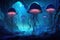 Luminescent jellyfish guardians, illuminating the depths of the ocean with their glow - Generative AI