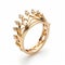 Luminous 18k Gold Crown Ring With Diamonds - Exquisite Fairy Tale Jewelry