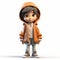 Luminous 3d Cartoon Boy In Orange Jacket And Hooded Jumper