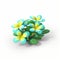 Luminous 3d Thyme Flower Icon On White Background