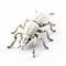 Luminous 3d White Beetle: Cybermystic Steampunk Weevil On Isolated Background