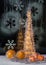 Luminous Christmas tree, tangerine and decoration. wallpaper.