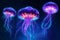 Luminous Depths: Bioluminescent Jellyfish. Ai generated