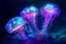 Luminous Depths: Bioluminescent Jellyfish. Ai generated