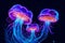 Luminous Depths: Bioluminescent Jellyfish. Ai generated