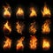 A Luminous Fire flame collection, perfect for torches, fireballs, campfire, bonfire, fireplace