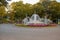 Luminous fountain in Rossio square in Viseu, autumn season in Viseu