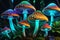 Luminous Fungi: Psychedelic Decorative Mushrooms Emitting a Mesmerizing Glow