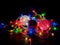 Luminous garland and Christmas toys, Christmas tree, gifts for their children.