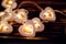 Luminous garland in the shape of hearts from LED bulbs. Valentine`s Day