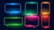 luminous glowing neon chat bubble frame in set