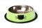 A luminous green colored pet feeding bowl