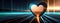 Luminous Heart Hovering Above a Neon Light Landscape. A radiant heart hovers above a surreal neon landscape, creating a