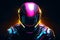 luminous helmet on black background. ai generative