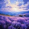 Luminous Lavender: Large Canvas Oil Painting Of Mountain Field