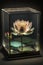 luminous Lotus in display case, transparent Ai generated