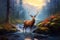 Luminous Magic deer nature. Generate Ai