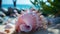 Luminous Pink Conch Shell. Serene Beach Paradise by the Sea GenerativeAI