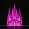 Luminous pink gothic cathedral 3d render illustration. generative AI