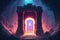 A luminous portal in a dark realm. Fantasy concept , Illustration painting