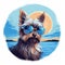 Luminous Seascapes: Yorkshire Terrier Illustration With Sunglasses