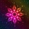 Luminous snowflake on spectrum background with plenty of sparkles