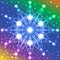 Luminous star with lights on its rays on multicolored background with plenty of sparkles